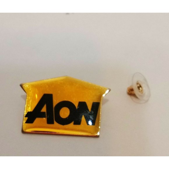 Aon Lapel Pin Gold Tone Black 3/4" Tie Tack House Shaped - Picture 4 of 4